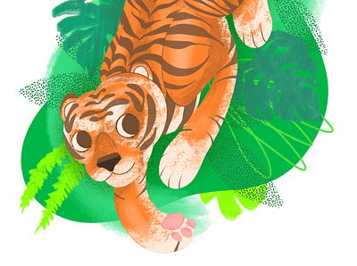 Crouching Tiger art big cats design flat forest illustration illustrator procreate procreate art tiger