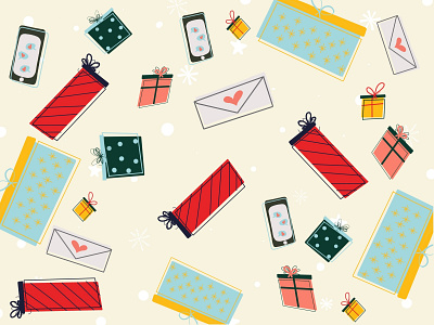 Gifts from all mediums background background pattern christmas email gifts heart phone presents