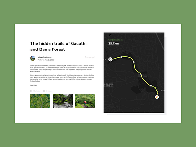 Hiking Blog UI Concept adobexd blog design forest hiking map ui