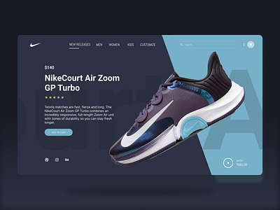 Nike Tennis Shoe Website Concept design graphic design tennis ui website