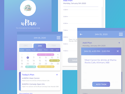 uPlan Personal Planner adobexd autoanimate calendar planner