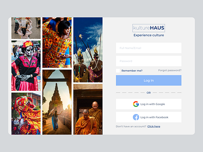 kultureHAUS travel agency (concept) adobexd log in page travel travel agency