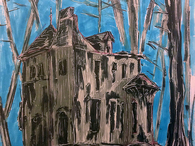 The castle in the forest castle drawing forest illustration marker painting sketch
