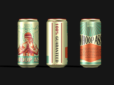Can of Whoop Ass can label design humor illustration mockup product design