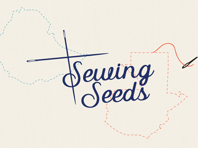 Sewing Seeds branding illustration logo needle sewing