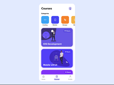 Mobile Courses - UI/UX aftereffects animated animated phone animation app colorful courses education ios mobile mobile ui motion design ui ux