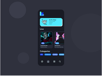 Streaming Application - Mobile App app application colorful ios mobile mobile app mobile ui stream streamer streaming streaming app streaming service twitch ui ux videos