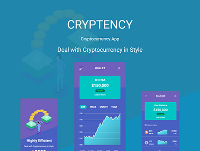 Cryptency - Cryptocurrency App UI/UX Design bitcoin bitcoin wallet exchange cryptocurrency litecoin mobile app mobile app concept mobile app design ui ux design