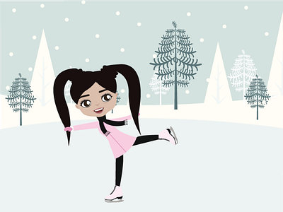 Illustrated Portraits ice skating illustration self portrait sweden winter