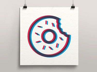 3D Donut 3d anaglyphic donut poster screenprint