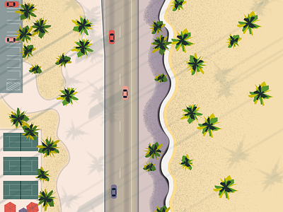 Life's a Beach beach driving illustration sunset texture