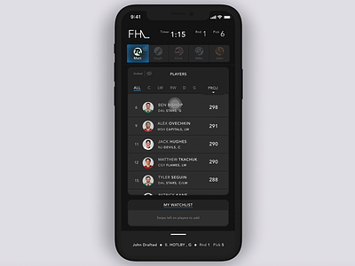 Fantasy Sports App: Player Card analytics animation app data hockey invision studio ios mobile sports ui