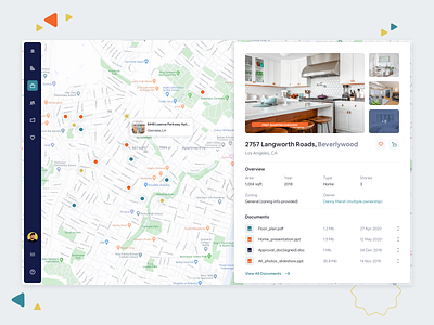 Map for Real Estate platform clean documents flat map property real estate ui ux