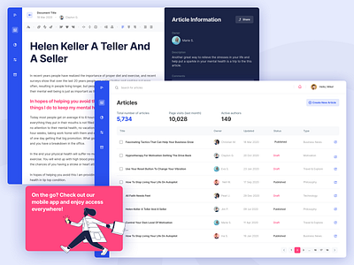 Articles page for Editor's app articles design flat list minimal table ui ux web