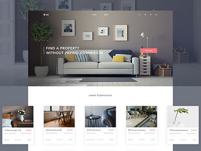 Landing Page flat landing real estate rent sale ui ux web