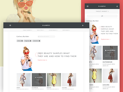 FashPic app cover fashion mobile model responsive search tabs tags ui ux web
