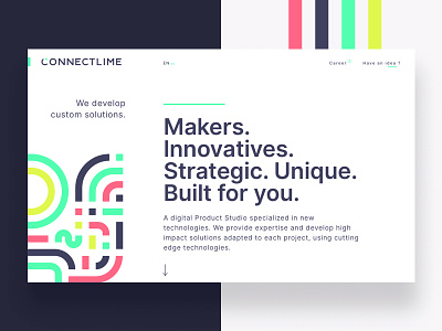 CONNECTLIME: Createurs de solutions digitales apps connectlime creators dark design digital grid interaction interface landing page layout light product design studio systems web design