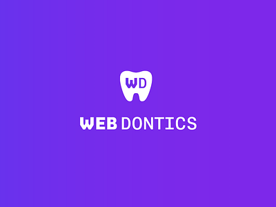 WebDontics Lockup branding dentist dentistry design logo monogram purple tooth web website