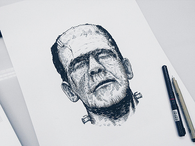Frankenstein classicmovies drawing frankenstein heymikel horrorcharacters illustration