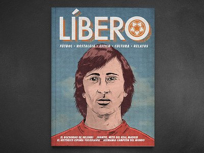 Johan Cruyff design di stefano football illustration magazine portrait print vintage