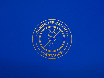 Dandruff logo badge banned blue dandruff gold graphic design heymikel illustration logo minimal substance