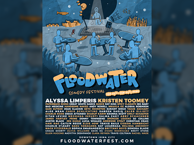Floodwater Comedy Festival Poster comedy comedy festival design festival gig poster gig posters gigposter graphic design illustration poster design