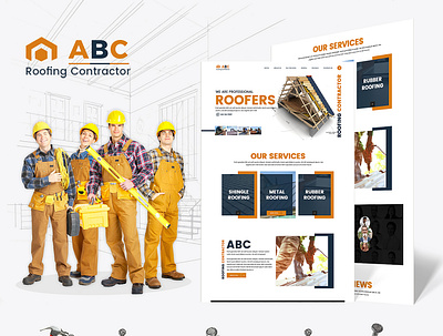 Roofing Contractor construction graphic desgin illustration landing page roofing typography ui ux website