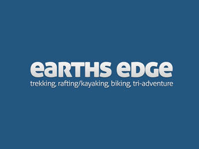 Earths Edge adventure biking blue drop shadow emboss gradient kayaking rafting silver sports trekking tri adventure