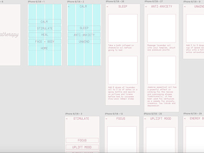 Aromatherapy app wireframes