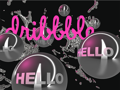 Hello Dribble 3d design dimension graphicdesign hello dribble illustration metalic photoshop typography vector