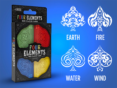 Four Elements Mini Decks gaming icon photography playingcards printdesign product productdesign productpackaging typetreatment