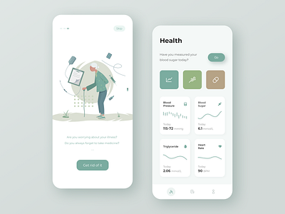 Health APP green health health app illustration medicine ui