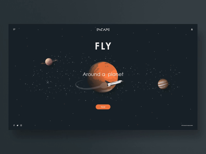 Fly - Landing page adobe xd after effects animation booking app dailyui future landing page planets space ui ux website
