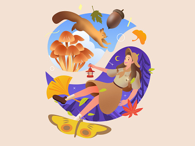 Autumnal equinox autumn design flat gradient illustration illustrator vector