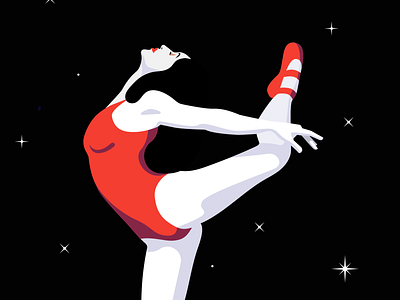 Ballet Illustration dance design fit flat illustration illustrator vector，red，female，dancer