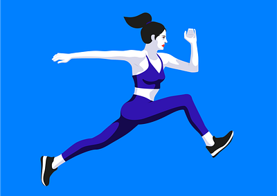 Training Illustration blue design female fit flat illustration illustrator run training vector woman