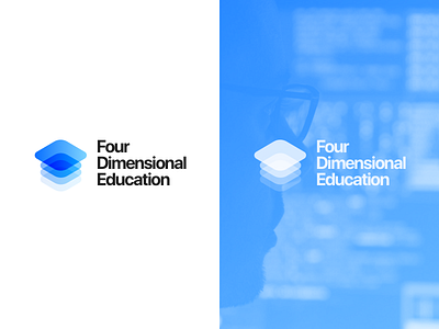 Four Dimensional Education Logo blue branding campus cube design dimensional education education app gradient logo smart