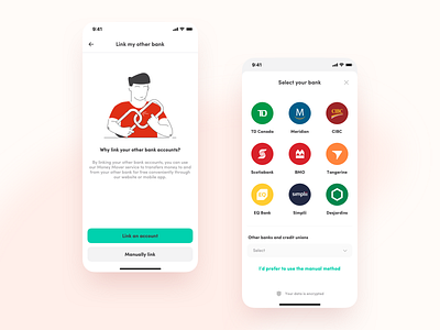 Motusbank — Link Bank Account bank app banking banking app finance finance app financial app fintech investment mobile design user interface
