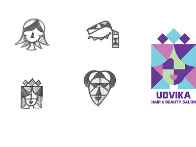 Udvika Salon - Health & Beauty Logo Design beauty salon branding cubism design flat design logo logodesign minimal salon logo ui ux vector