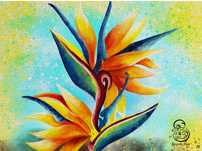 Digital Watercolor painting of Bird of Paradise flower bird of paradise design digital art digital painting illustration watercolor art watercolor painting
