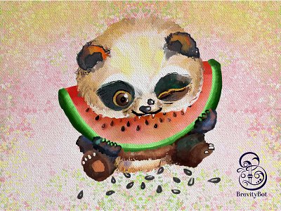 Digital Watercolor Painting of Panda in Adobe Fresco