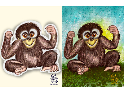 Digital Watercolor Peppy Younglings design digital painting flat icon orangutan ui watercolor watercolor art web