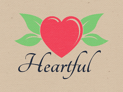 Heartful Logo brand branding canvas design foliage green heart leaf leaves logo red texture