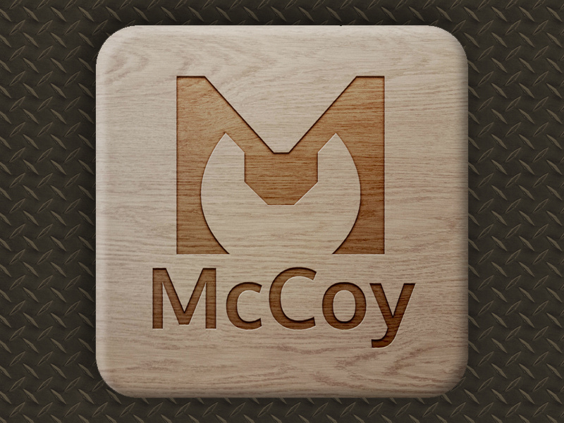 McCoy Logo Mock-up wood mock-up mockup wrench tools tool contractor construction illustrator creative branding brand