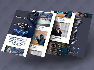 Corporate Solutions Mobile Website brand branding creative creativity design gradient homepage illustrator logo mock up mockup photoshop