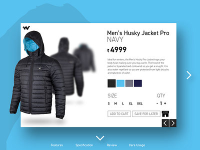 Wildcraft Jacket | Product Page Redesign | 2018 adobe apparel color design everyday graphic jacket photoshop ui ux wildcraft