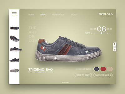 HEALERS | PRODUCT PAGE - UI 2018 adobe design footwear graphic lookbook poster shoe typography ui