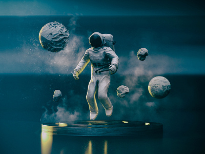 Astronaut astronaut cinema 4d dimitrissakkas octane otoy rocks space
