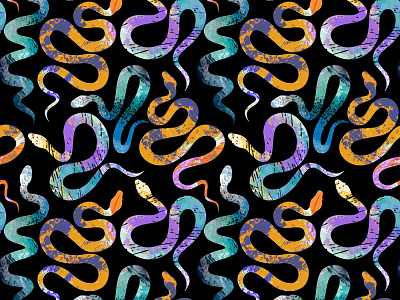 Snakes bright bright colors design illustration pattern print reptile reptiles snake snakes textured