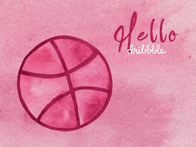 Hello dribbble! color dribbble hello illustration new pink trend watercolor